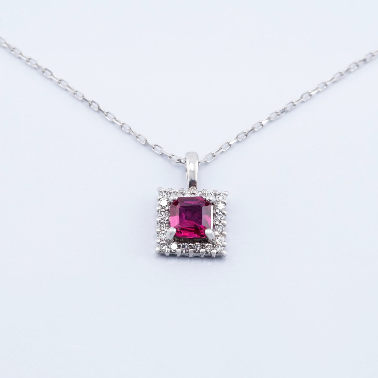 PENDANT - プラチナ900/850 ジュエリー ルビー 色石ネックレス(R607IP003)