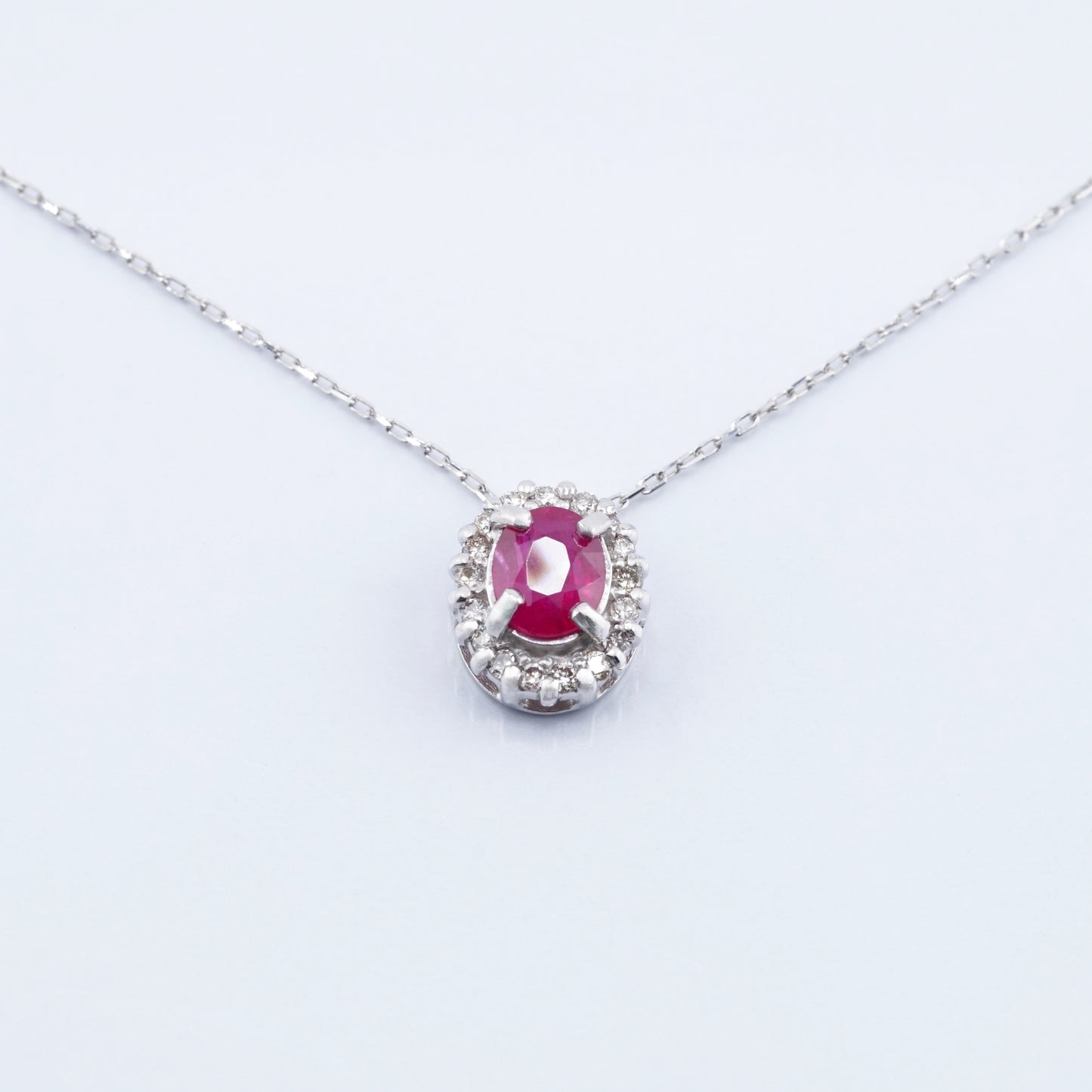 PENDANT - プラチナ900/850 ジュエリー ルビー 色石ネックレス(R607IP015)