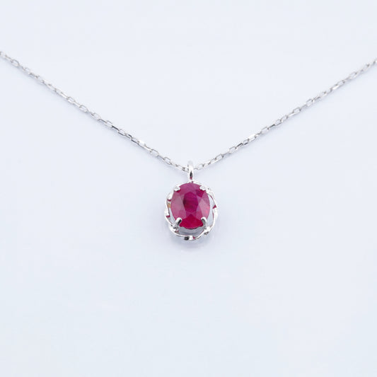 PENDANT - プラチナ900/850 ジュエリー ルビー 色石ネックレス（R607IP017）