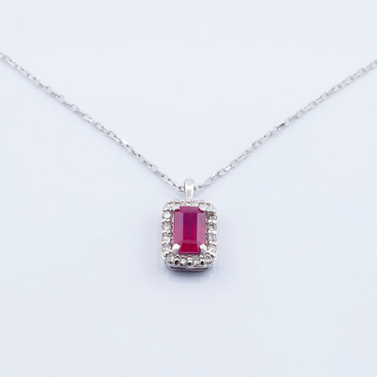 PENDANT - プラチナ900/850 ジュエリー ルビー 色石ネックレス（R607IP021）